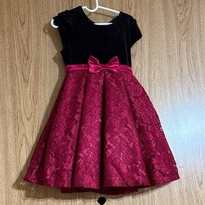 Jona Michelle Black and pink or burgundy Lace Formal Dress